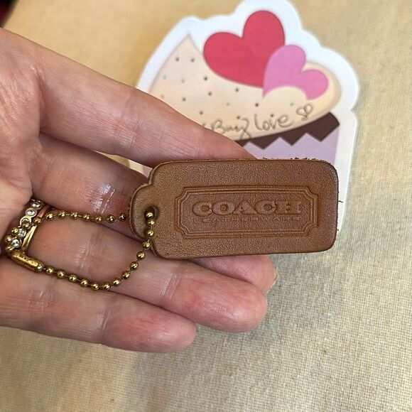 VINTAGE COACH LEATHERWARE ONE SIDED HANGTAG BRITISH TAN BRASS “BALL CHAIN” EVC - Picture 7 of 9